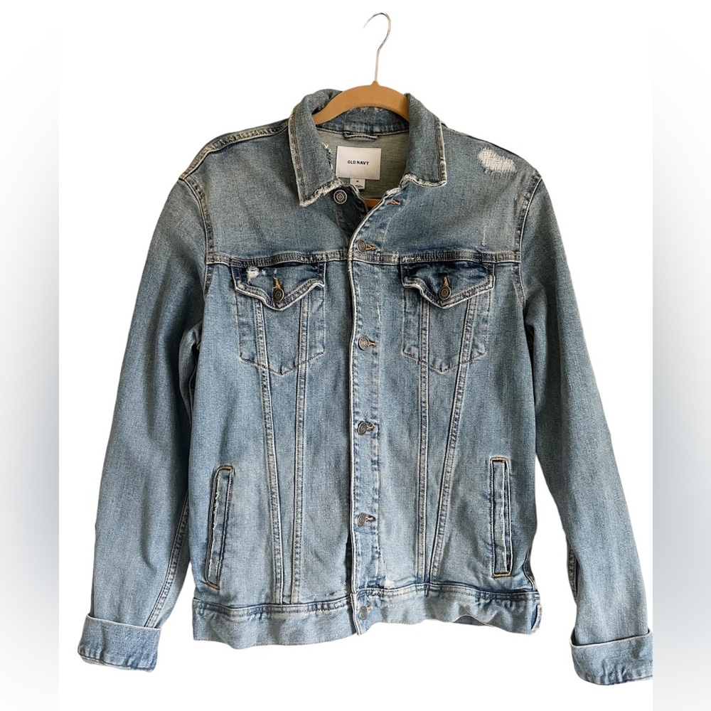 Old Navy Distressed Denim/Jean Jacket